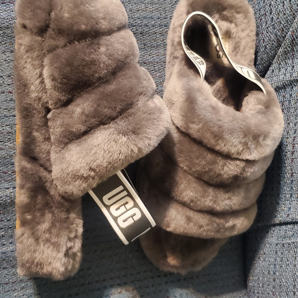 UGG Women's Plush Gray Slippers